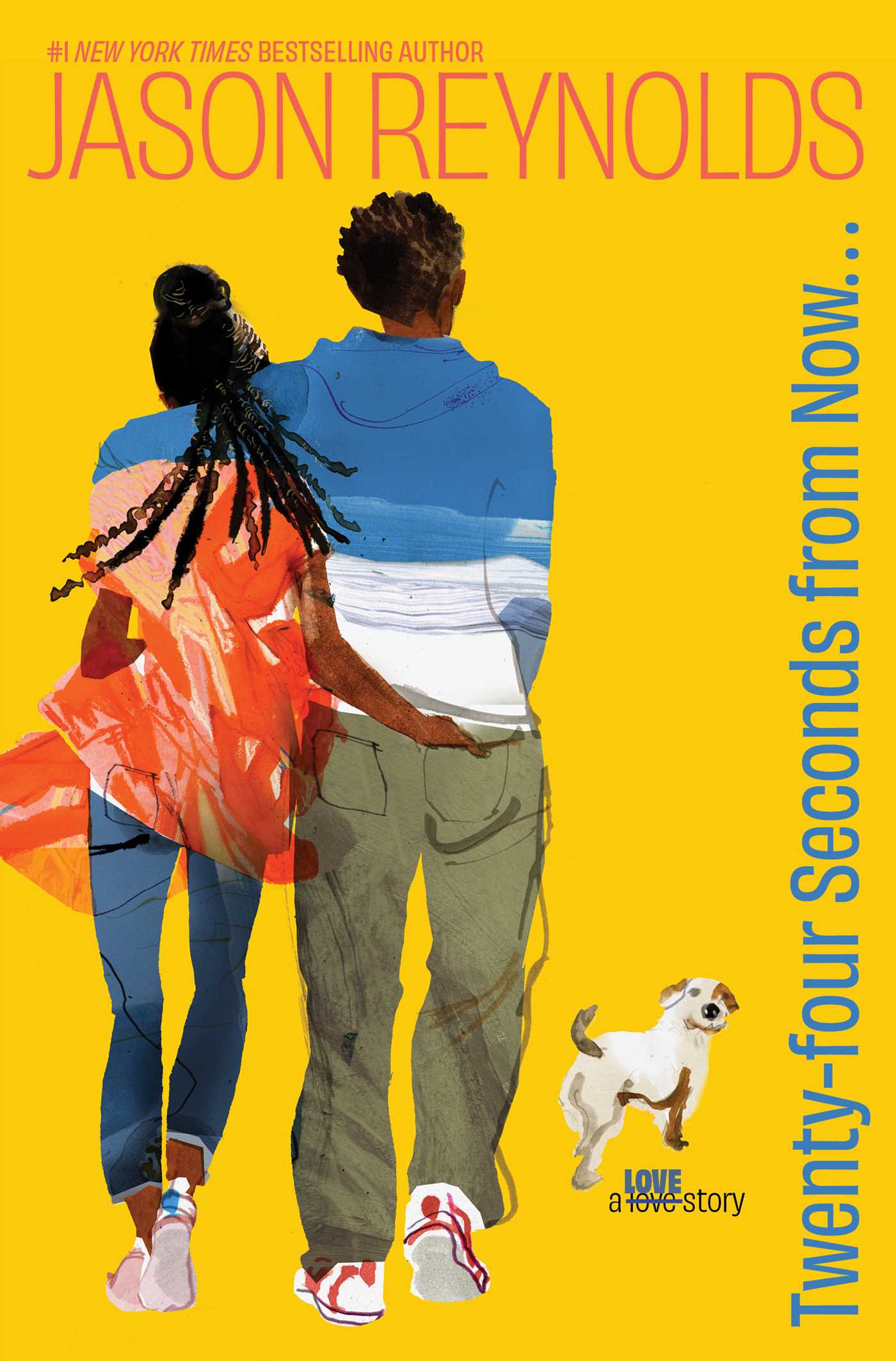 The cover of "Twenty-Four Seconds From Now..." (mostly yellow, two teens and a dog are illustrated)