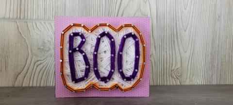 Image of string art "BOO" 