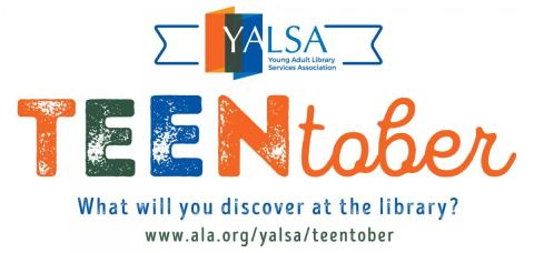 The YALSA Teentober logo appears in various colors, mostly orange.