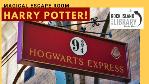Event cover features image of 9 3/4 Hogwarts Express train stop. 