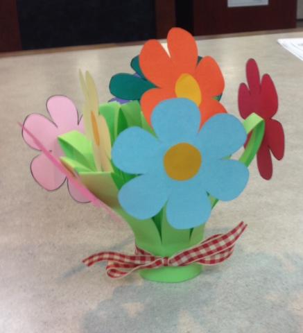 Paper Flower Bouquet with ribbon.