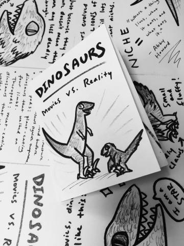 An image of a zine about dinosaurs