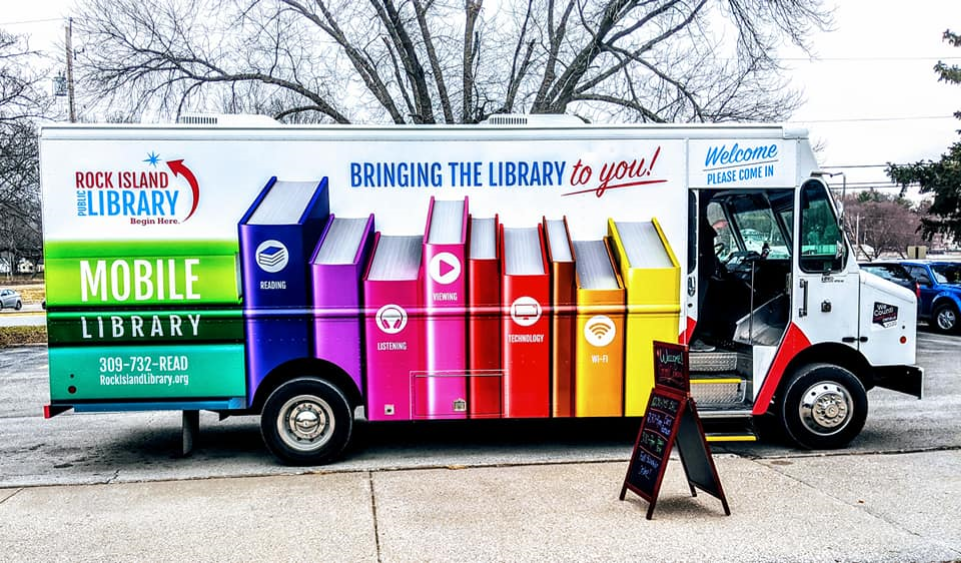 Mobile Library parked on the street.