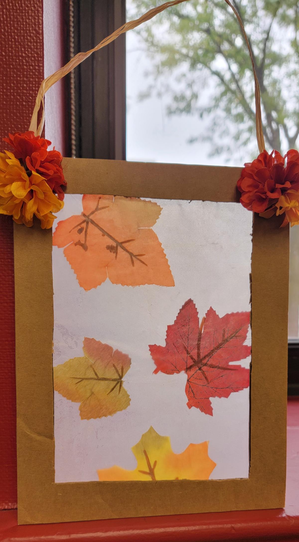 square fall leaf suncatcher