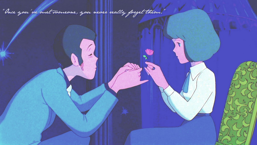 An image of Lupin and Clarisse from the film Castle of Cagliostro.