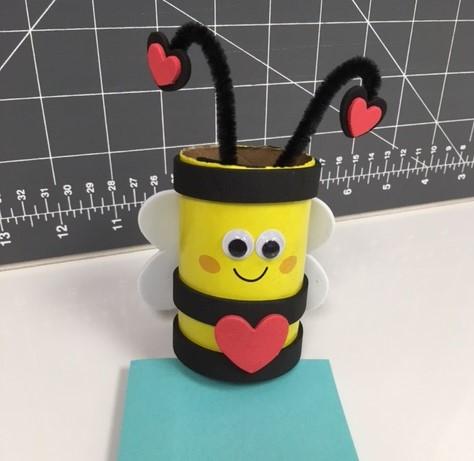 Yellow and black Bee Valentine themed tube with hearts