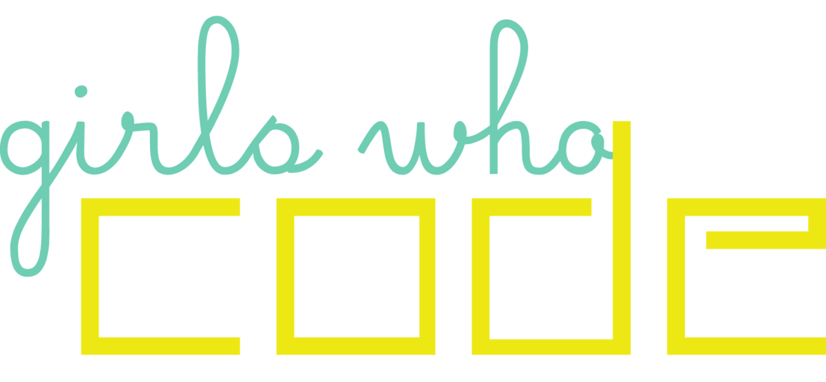 girls who code logo computer type green and yellow 