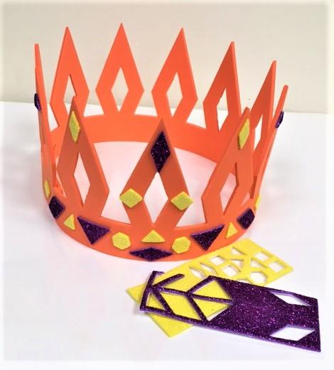 Foam king or queen crown with glitter stickers.