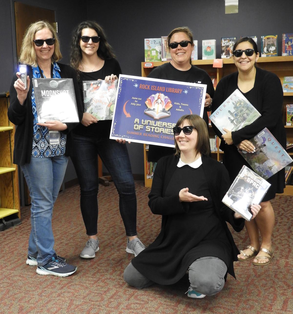 Our L.I.B team (librarians in black) are ready to help you save the universe at our Interactive Movie!