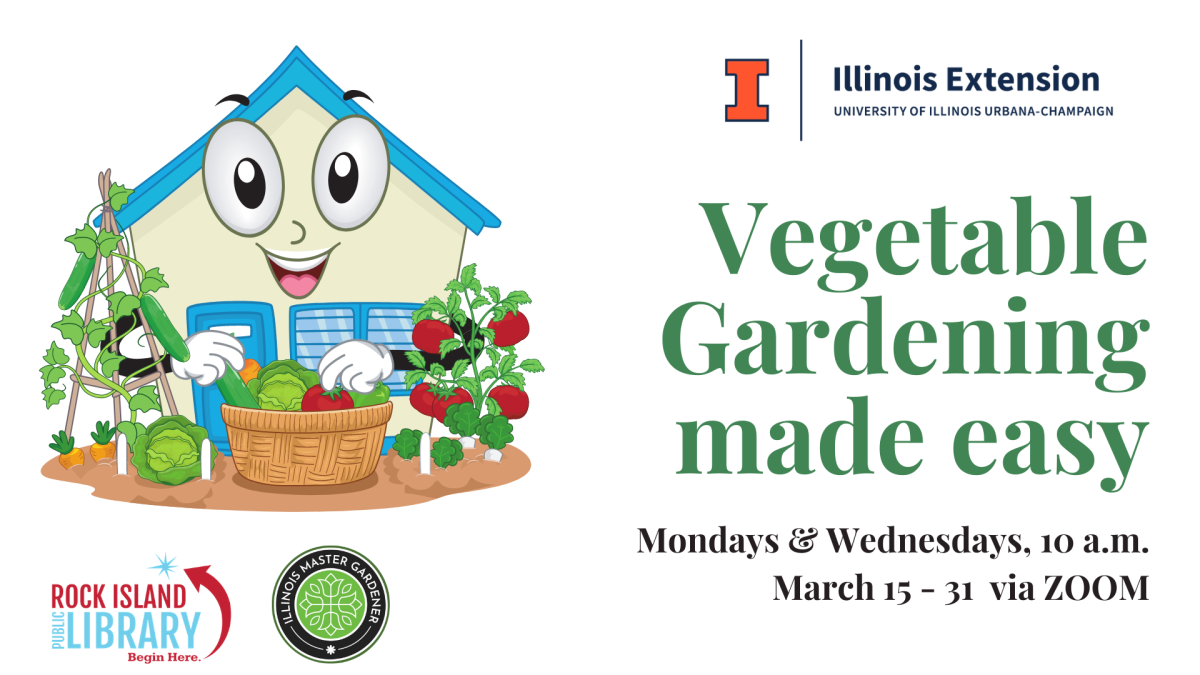Vegetable Gardening Made Easy flyer with RIPL and UIUC Extension Office Logos