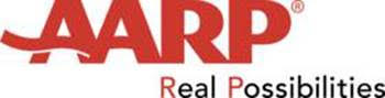 Sponsor logo AARP Real Possibilities red and black type